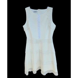 Brain Lace Trim White Dress 44